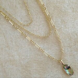 New Kendra Scott Elisa Triple Strand Gold Abalone Necklace